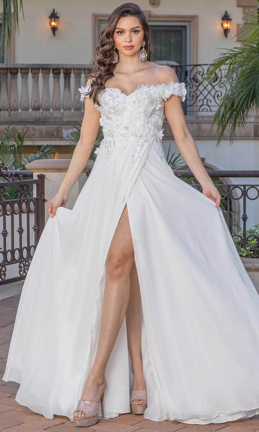 Dancing Queen 0261 - 3D Floral Embellished A-Line Wedding Dress XS / Off White - Shop Dancing Queen dresses on Couture Candy at CoutureCandy.com Dancing Queen 0261 - 3D Floral Embellished A-Line Wedding Dress XS / Off White - Shop Dancing Queen dresses on Couture Candy at CoutureCandy.com