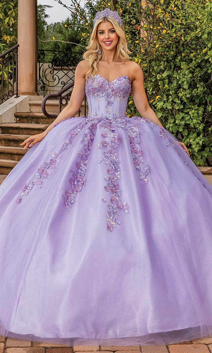 Dancing Queen 1855 - Corset Floral Applique Ballgown Special Occasion Dress XS / Lilac