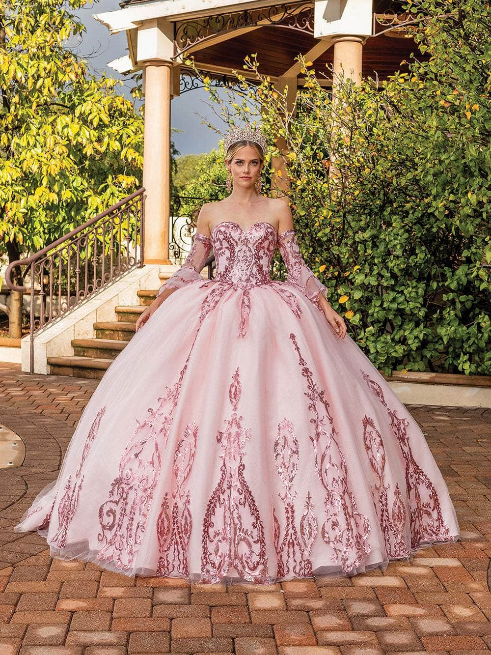 Dancing Queen 1861 Long Quinceanera Dress Blush / 2XLarge Dancing Queen 1861 Long Quinceanera Dress Blush / 2XLarge
