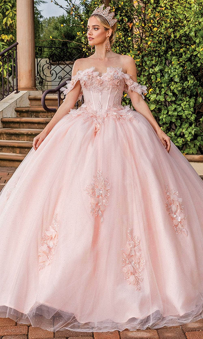 Dancing Queen 1883 - Beaded Floral Ballgown Ball Gowns XS / Blush