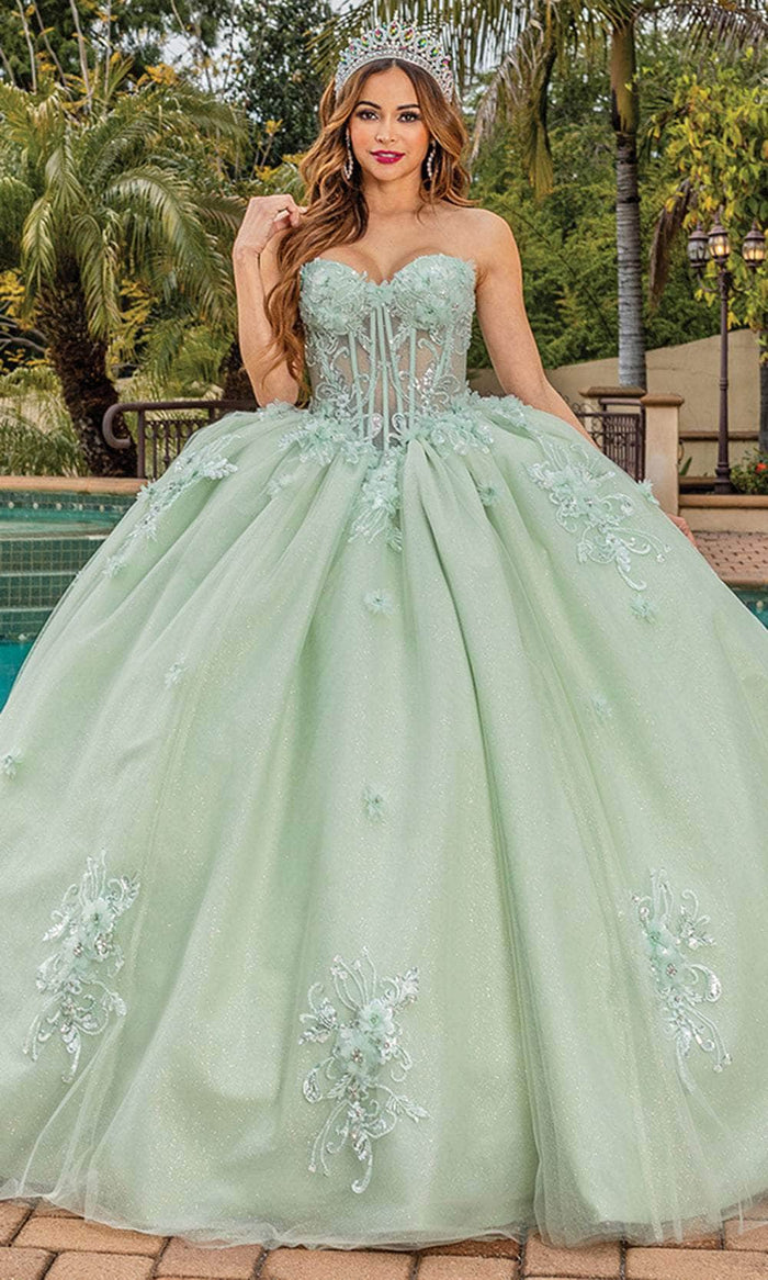 Dancing Queen 1893 - Off Shoulder Floral Ballgown Ball Gowns XS / Sage