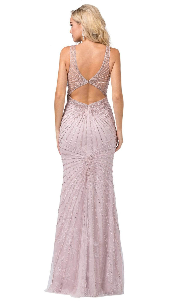 Dancing Queen 2615 - Cutout Back Beaded Prom Gown Prom Dresses L / Gold