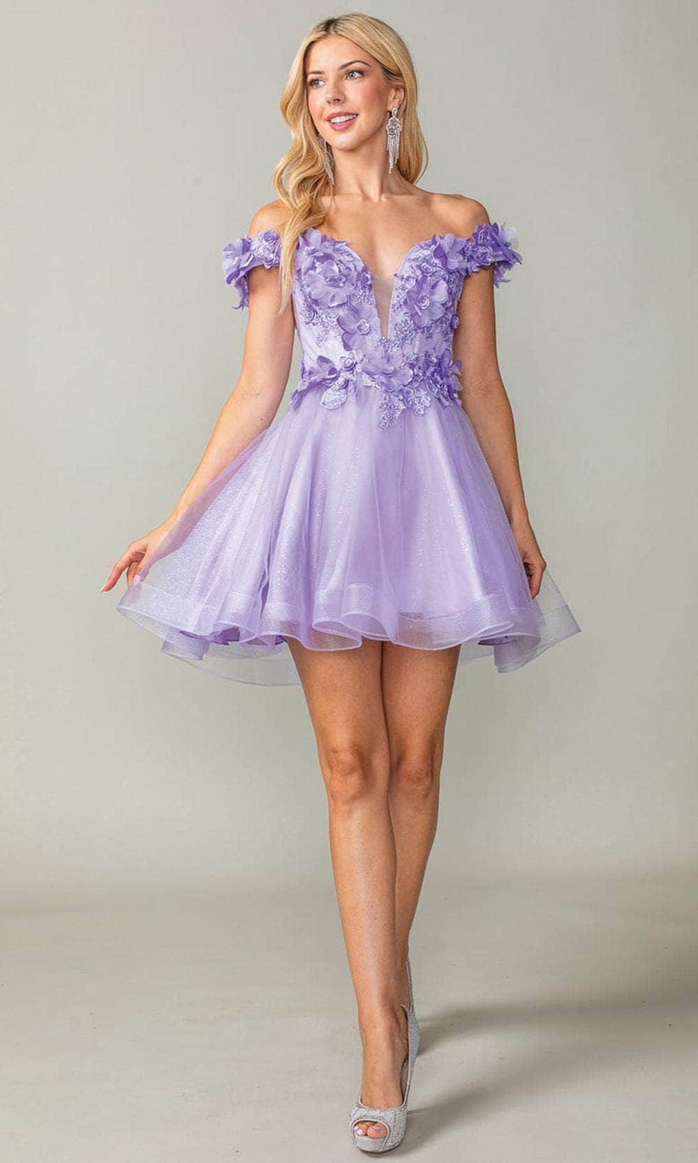 Dancing Queen 3344 - Floral Applique Cocktail Dress Couture Candy Dancing Queen 3344 - Floral Applique Cocktail Dress Couture Candy