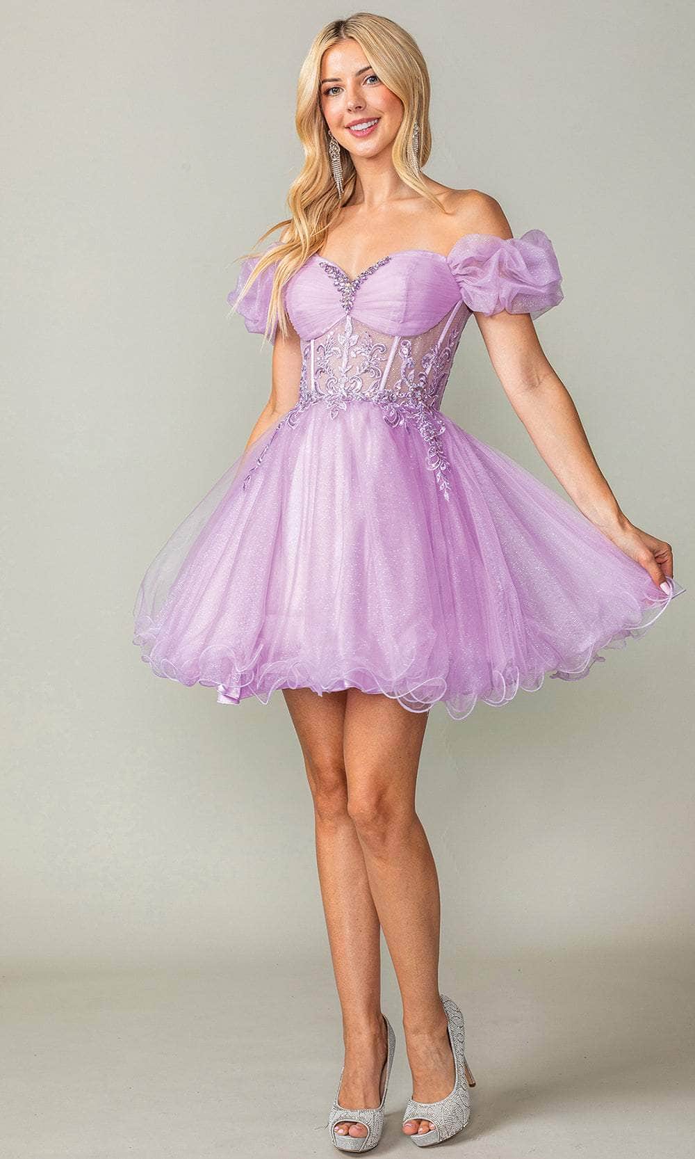 Dancing Queen 3379 - Puff Sleeve Tulle Cocktail Dress 3XL / Black Dancing Queen 3379 - Puff Sleeve Tulle Cocktail Dress 3XL / Black