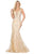Dancing Queen - 4090 Sleeveless Bead Embellished Prom Gown Pageant Dresses XL / Gold