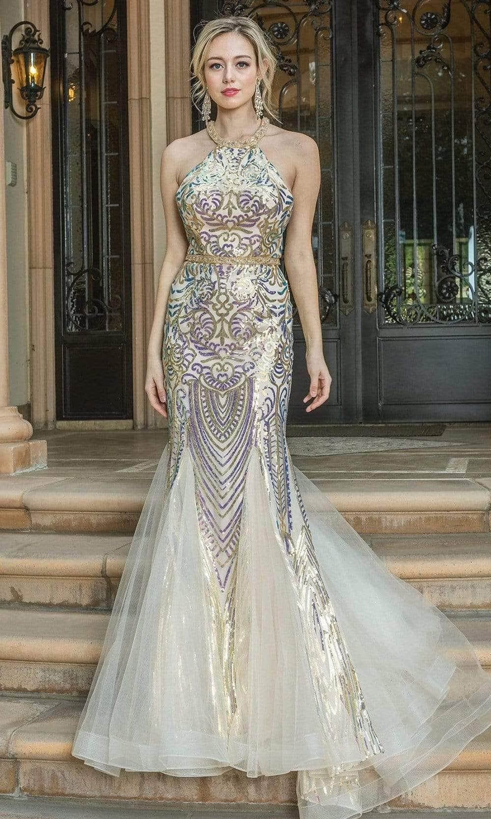 Dancing Queen - 4219 Embellished Fitted Sleeveless Evening Dress S / Gold - Shop Dancing Queen Dresses On Couture Candy at CoutureCandy.com Dancing Queen - 4219 Embellished Fitted Sleeveless Evening Dress S / Gold - Shop Dancing Queen Dresses On Couture Candy at CoutureCandy.com
