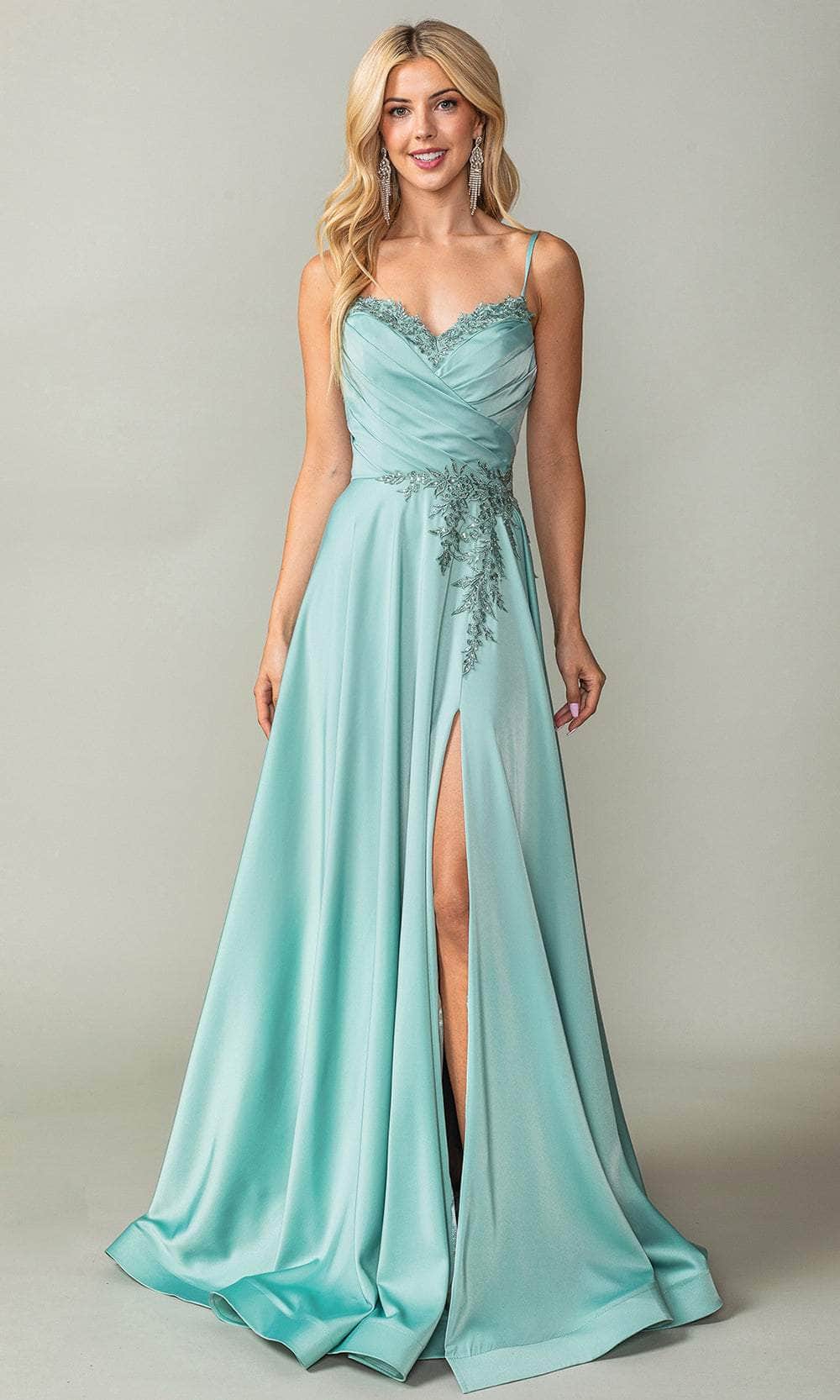 Faux-Wrap Long A-Line Prom Dress with Lace-Up Back Sage / 3XLarge Faux-Wrap Long A-Line Prom Dress with Lace-Up Back Sage / 3XLarge