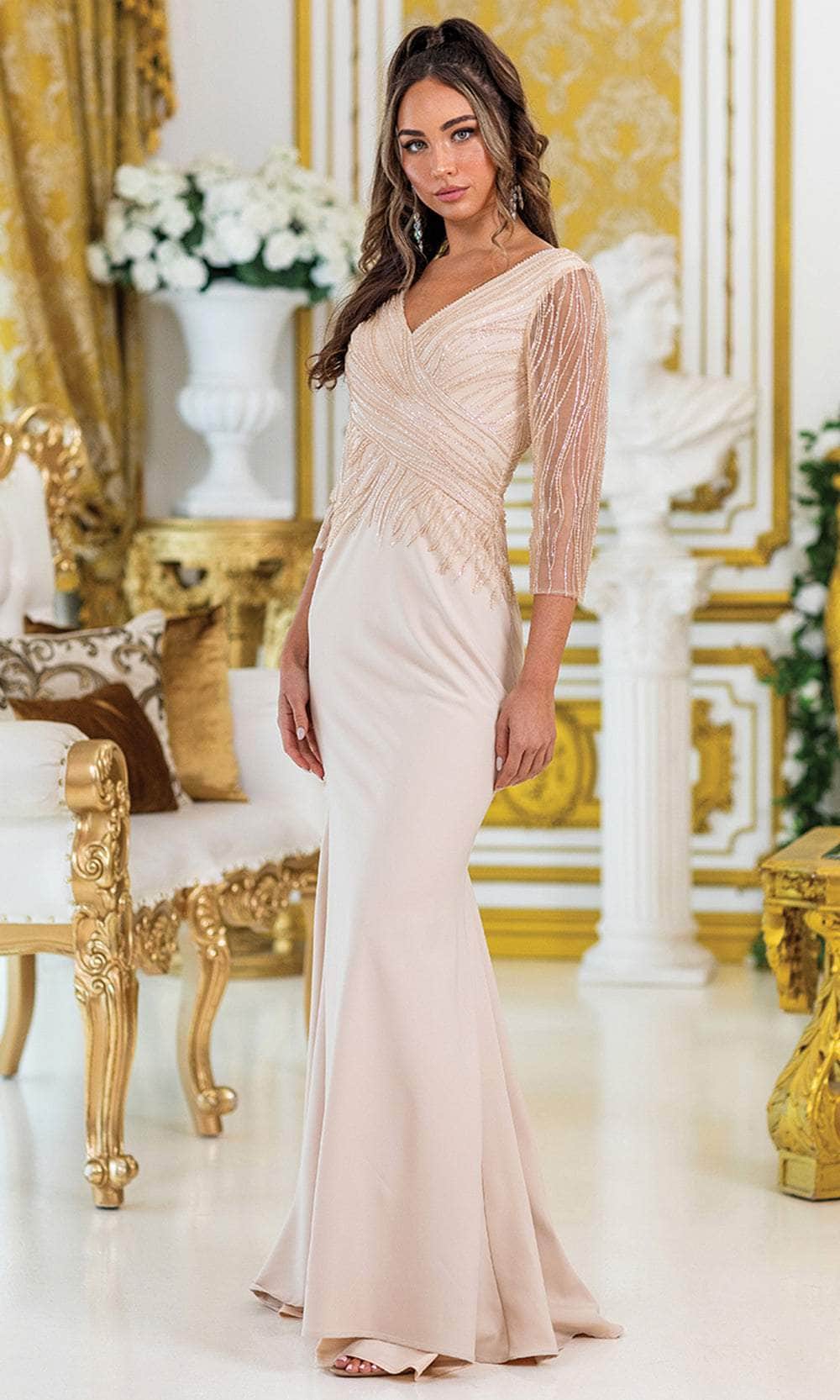 three quarter length dresses evening Long Formal 3/4 Sleeve Mother of the Bride Dress main image 0