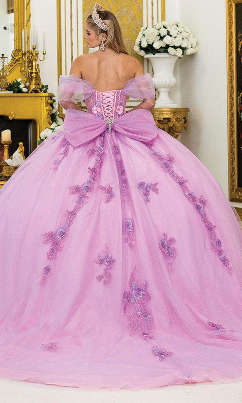 Dancing Queen 5007 - Long Ballgown Dress - Floral Appliques, Embroidery, Beaded, Ruched Bodice, Off-Shoulder Sheer Sleeves, Lace-Up Back, Bow Back Dancing Queen 5007 - Long Ballgown Dress - Floral Appliques, Embroidery, Beaded, Ruched Bodice, Off-Shoulder Sheer Sleeves, Lace-Up Back, Bow Back