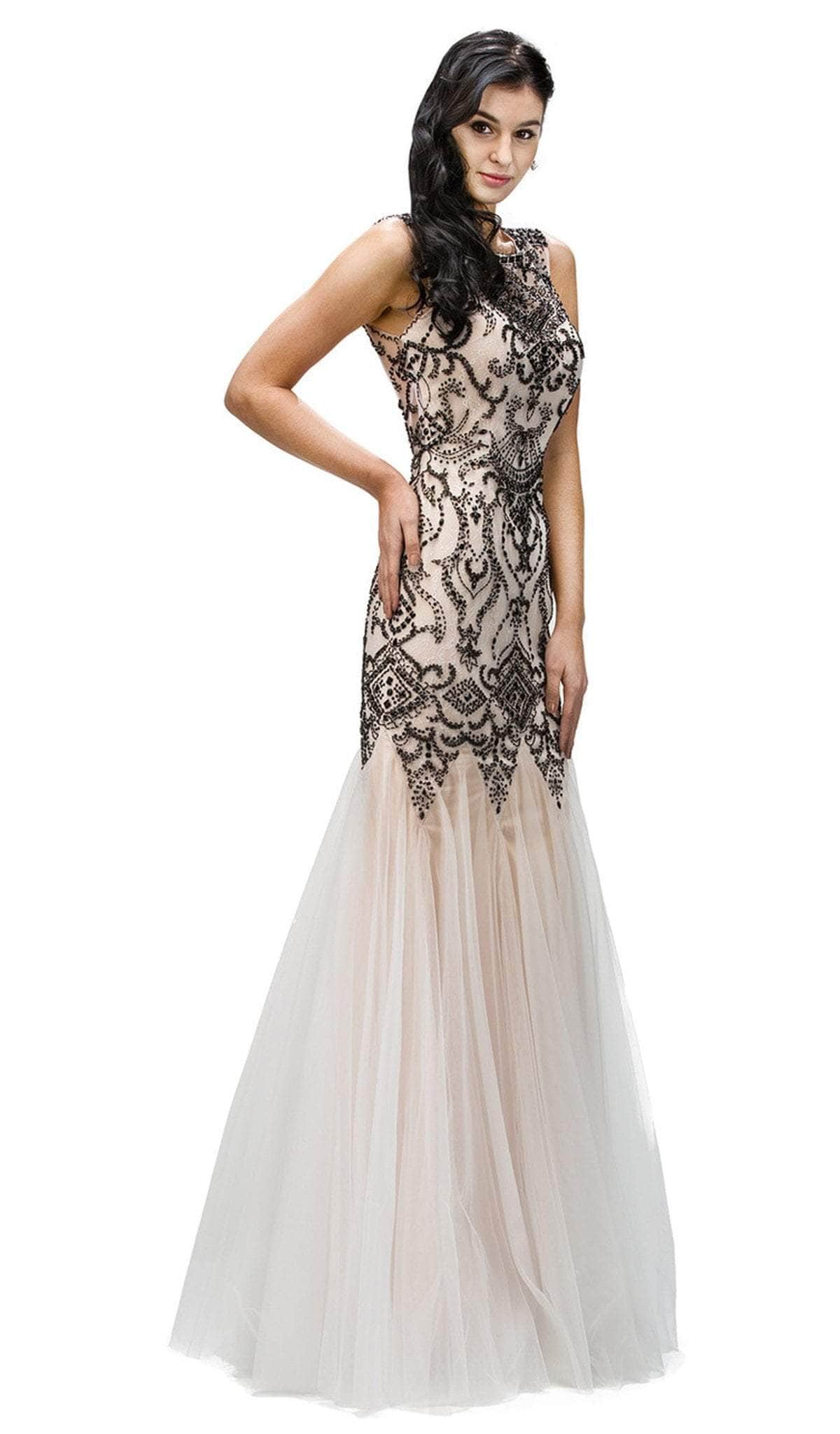 Dancing Queen Danq_9294 - Long Mermaid Dress - Back Zipper, Clasp, Bead Embellished Lace Bodice, Open Back, Bra Cups, 100% Polyester, Lace/Tulle Couture Candy Dancing Queen Danq_9294 - Long Mermaid Dress - Back Zipper, Clasp, Bead Embellished Lace Bodice, Open Back, Bra Cups, 100% Polyester, Lace/Tulle Couture Candy