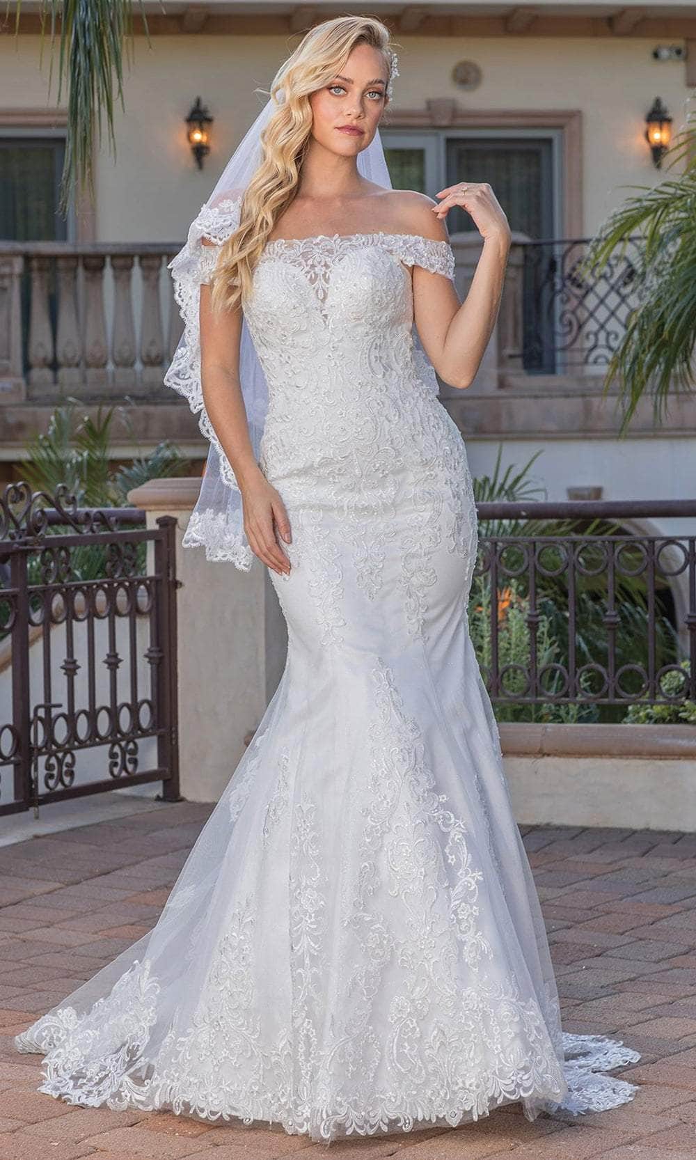 Dancing Queen Bridal 0248 - Long Mermaid Dress - Beaded Lace Appliques, Cap Sleeves, Sheer Bodice, Sweep Train Couture Candy Dancing Queen Bridal 0248 - Long Mermaid Dress - Beaded Lace Appliques, Cap Sleeves, Sheer Bodice, Sweep Train Couture Candy