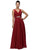 Dancing Queen Bridal 9539 - Illusion Back Ruched Long Dress Wedding Dresses XS / Burgundy