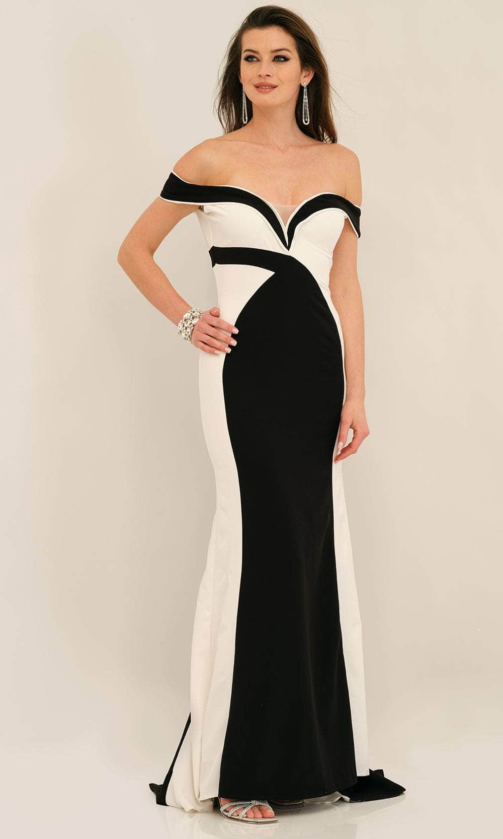Dave & Johnny 11295 - Off Shoulder Color Block Prom Gown Couture Candy Dave & Johnny 11295 - Off Shoulder Color Block Prom Gown Couture Candy