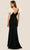Dave & Johnny 11314 - V-Neck Short Ruffled Sleeve Formal Gown Evening Dresses 10 / Black/Black