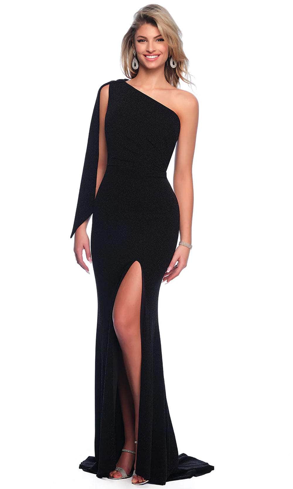 Dave & Johnny 11851 - Asymmetric Neck Sash Detail Evening Dress Couture Candy Dave & Johnny 11851 - Asymmetric Neck Sash Detail Evening Dress Couture Candy
