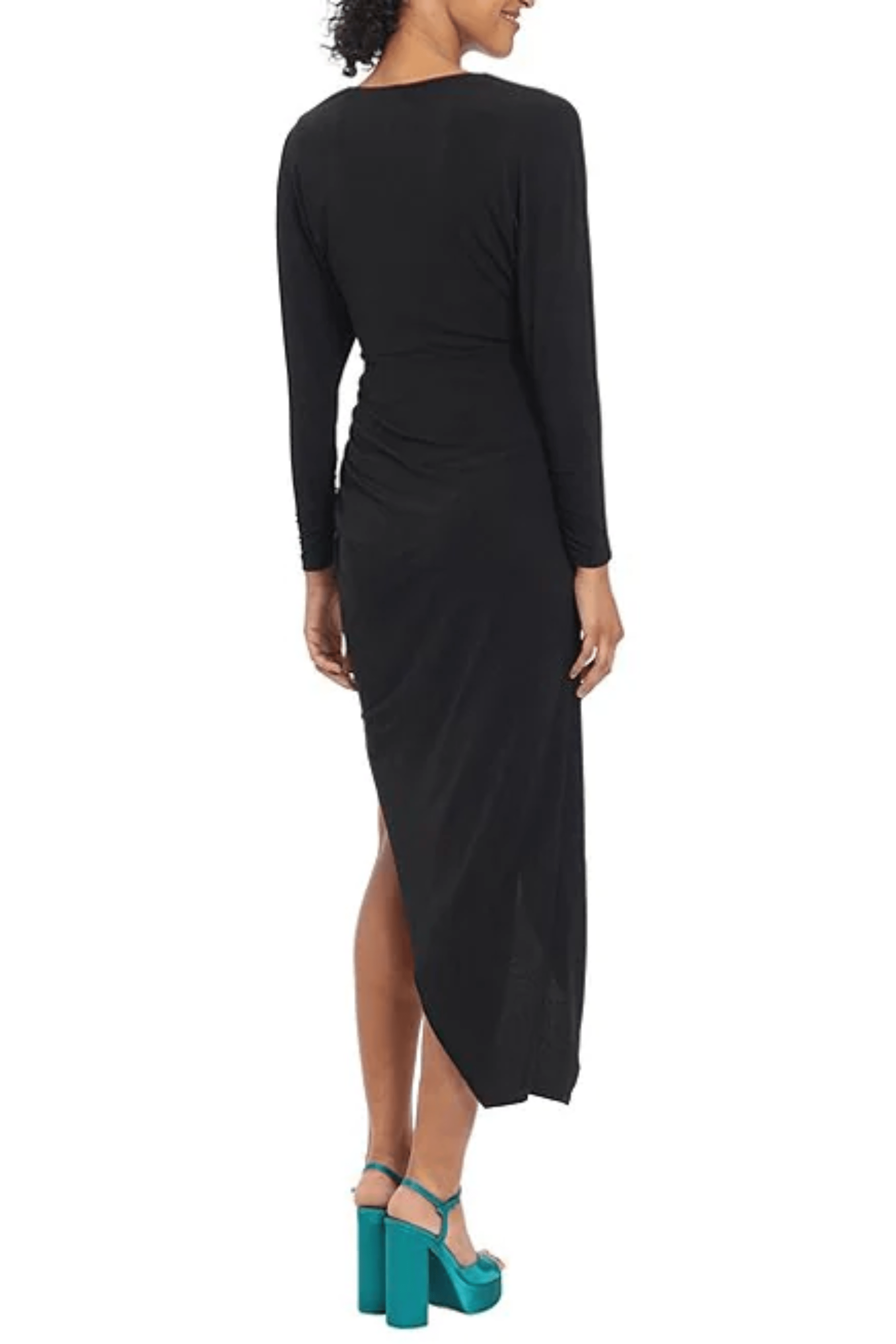 Donna Morgan Womens Asymmetric Midi Sheath Dress Black 2 Donna Morgan Womens Asymmetric Midi Sheath Dress Black 2