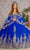 Elizabeth K GL3184 - Sequin Basque Ballgown Special Occasion Dress XS / R.Blue/Gold