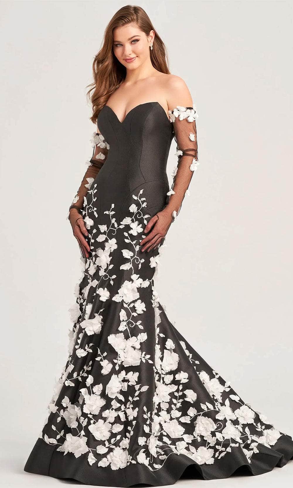 Ellie Wilde EW35036 - Strapless Three-Dimensional Embellished Prom Gow Couture Candy Ellie Wilde EW35036 - Strapless Three-Dimensional Embellished Prom Gow Couture Candy