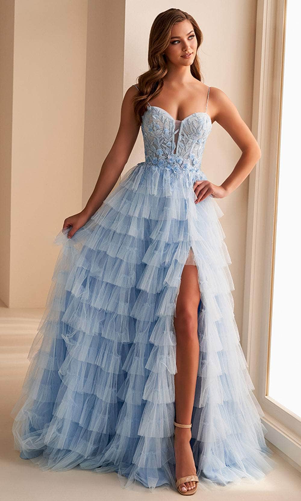 Ellie Wilde EW36223 - Long Tulle, Applique, Sequin, Stone Accents, Three- Dimensional Flowers, Beading & Lining A-Line Dress Ellie Wilde EW36223 - Long Tulle, Applique, Sequin, Stone Accents, Three- Dimensional Flowers, Beading & Lining A-Line Dress