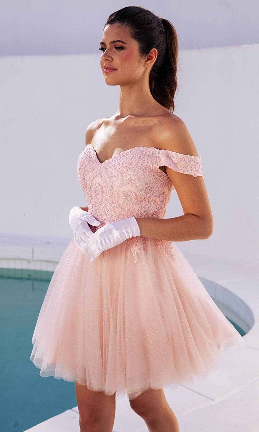 Eureka Fashion 9833 - Sweetheart Embellished A-Line Cocktail Dress 2XL / Blush Eureka Fashion 9833 - Sweetheart Embellished A-Line Cocktail Dress 2XL / Blush