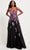 Faviana 11028 - Strapless Floral Appliqued Prom Gown Special Occasion Dress 00 / Black/Fuschia
