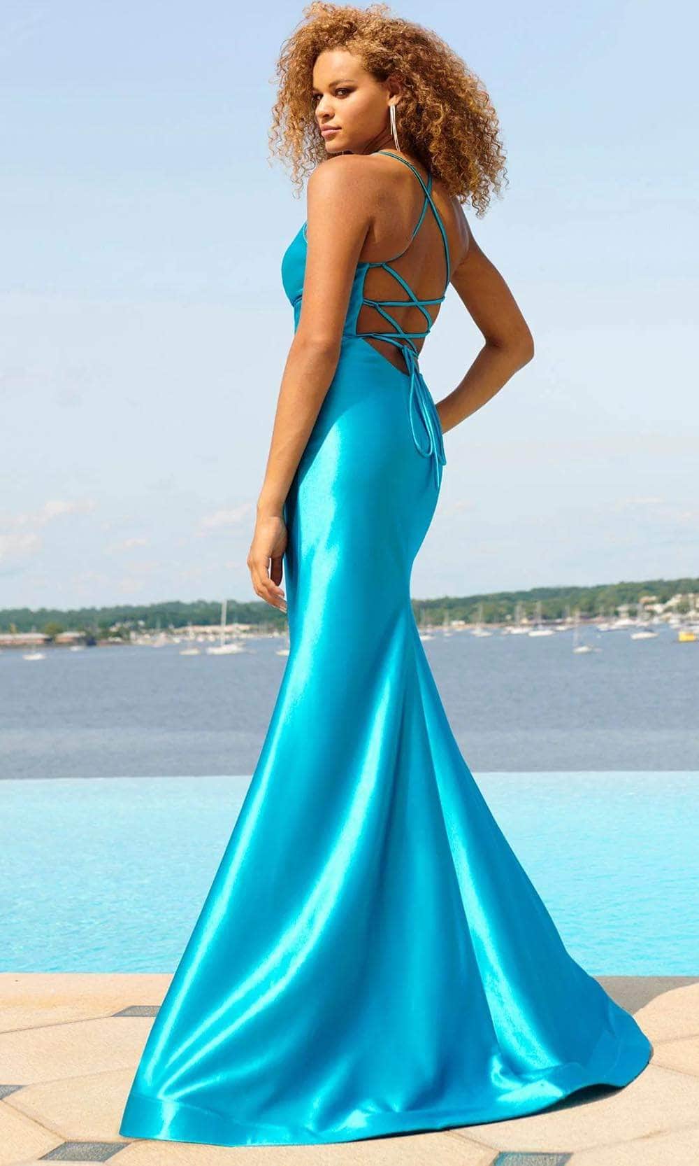 Faviana High Slit Prom Dress 11051 Aqua / 6 Faviana High Slit Prom Dress 11051 Aqua / 6