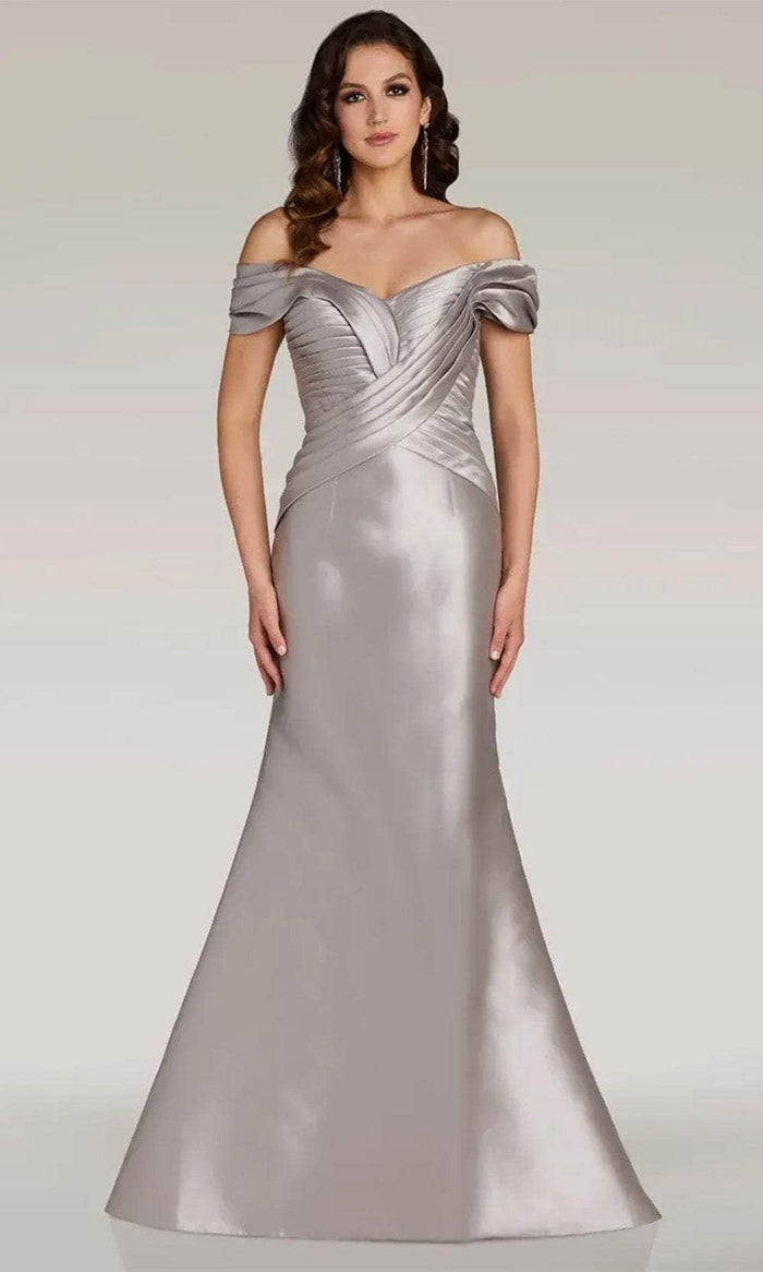 Gia Franco 12370 - Cross Bodice Mikado Evening Dress Evening Dresses 2 / Silver