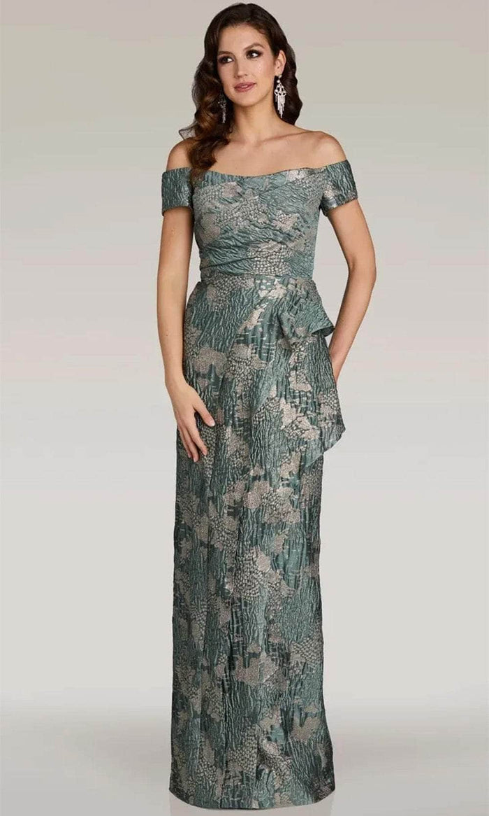 Gia Franco 12371 - Off Shoulder Sheath Evening Dress Evening Dresses 2 / Sage