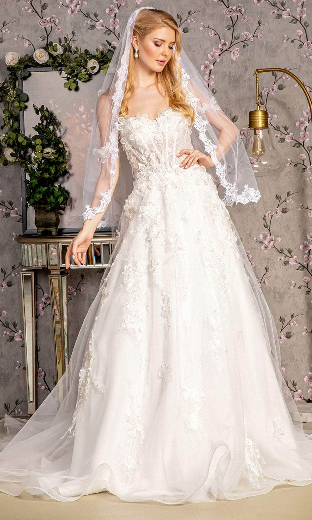 Off Shoulder Cape Sleeve Bridal Gown by GLS Gloria GL3448 XL / Ivory Off Shoulder Cape Sleeve Bridal Gown by GLS Gloria GL3448 XL / Ivory