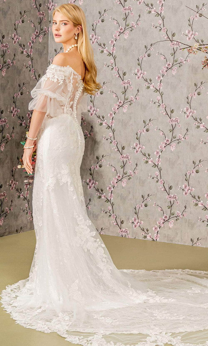 GL1803 GLS by Gloria - Embroidered Glitter V-Neck Wedding Gown