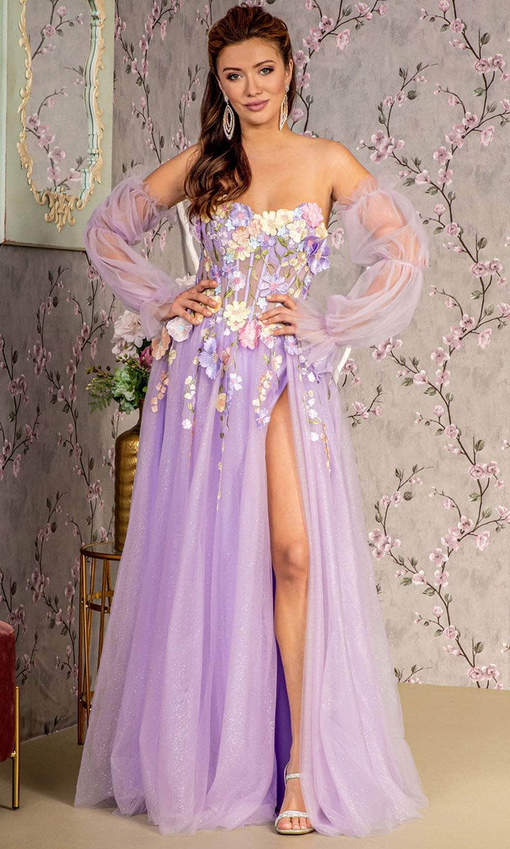 GLS by Gloria GL3233 - 3D Floral Embellished Prom Gown Couture Candy GLS by Gloria GL3233 - 3D Floral Embellished Prom Gown Couture Candy