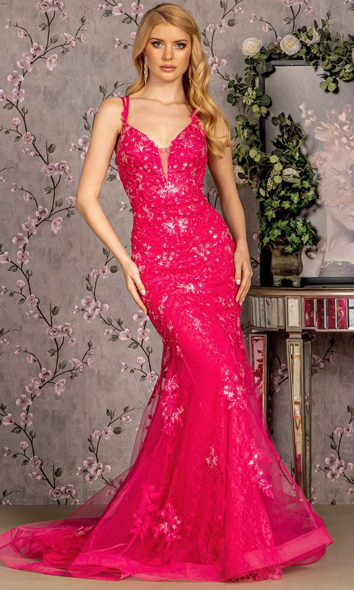 GLS by Gloria GL3333 - Plunging Sweetheart Mermaid Evening Dress Special Occasion Dress XS / Fuchsia