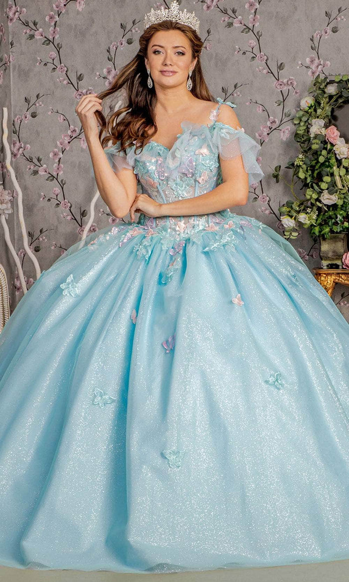 GLS by Gloria GL3483 - Off-Shoulder Butterfly Ballgown Ball Gowns XS / Baby Blue
