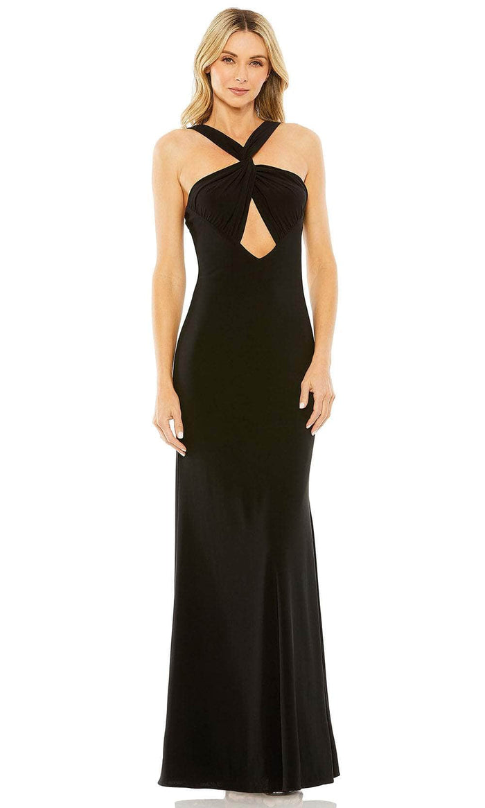 Ieena Duggal 49755 - Knotted Halter Evening Gown Special Occasion Dress 2 / Black