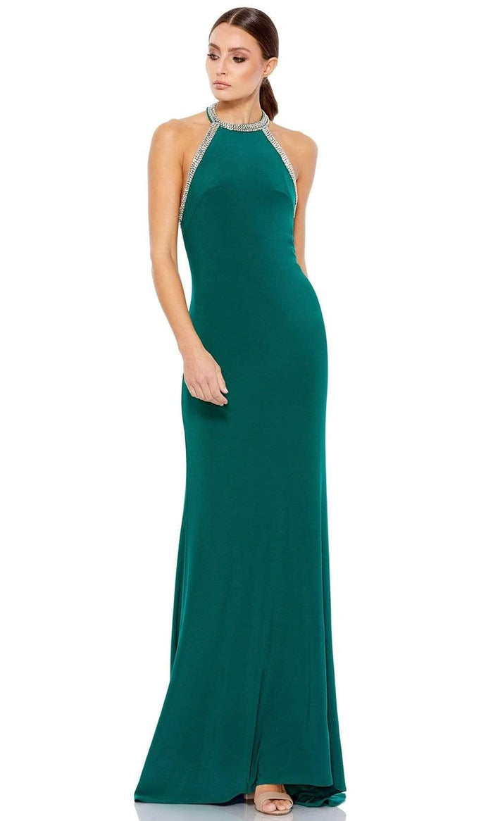 Ieena Duggal - 55285 Halter Sheath Dress Evening Dresses 0 / Emerald Green
