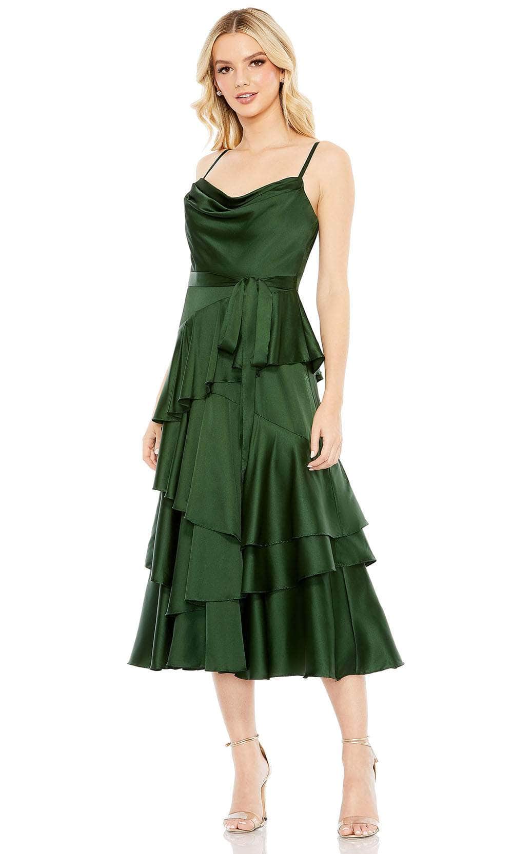 Ieena Duggal 68300 - Cowl Neck Tea-Length Evening Dress Couture Candy Ieena Duggal 68300 - Cowl Neck Tea-Length Evening Dress Couture Candy