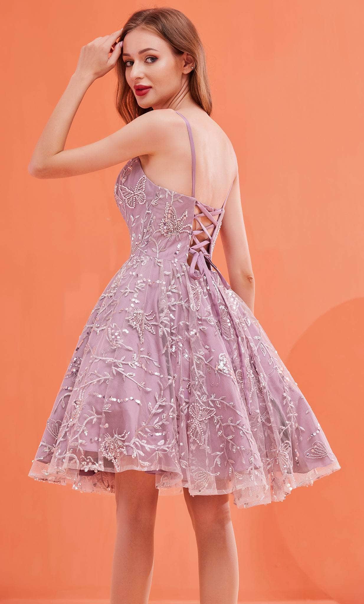 J'Adore Dresses J22087 - Pearl-Beaded Butterfly Motif Dress J'Adore Dresses J22087 - Pearl-Beaded Butterfly Motif Dress
