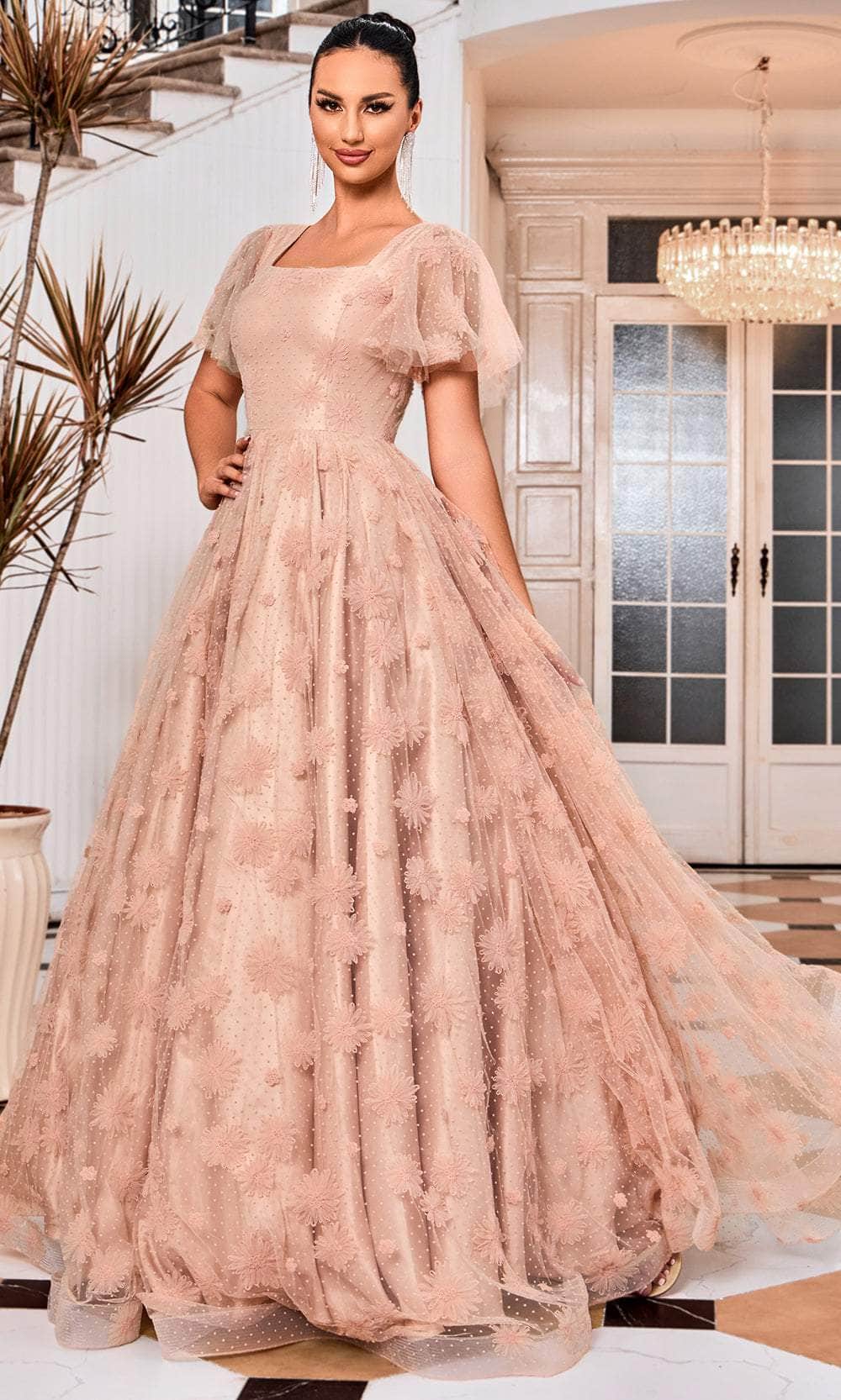 J'Adore Dresses J24008 - Flutter Sleeve A-Line Prom Dress J'Adore Dresses J24008 - Flutter Sleeve A-Line Prom Dress