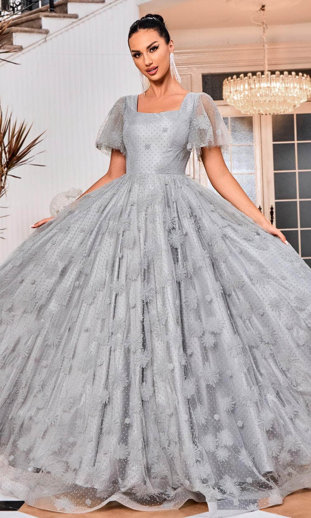 J'Adore Dresses J24008 - Flutter Sleeve A-Line Prom Dress Couture Candy J'Adore Dresses J24008 - Flutter Sleeve A-Line Prom Dress Couture Candy