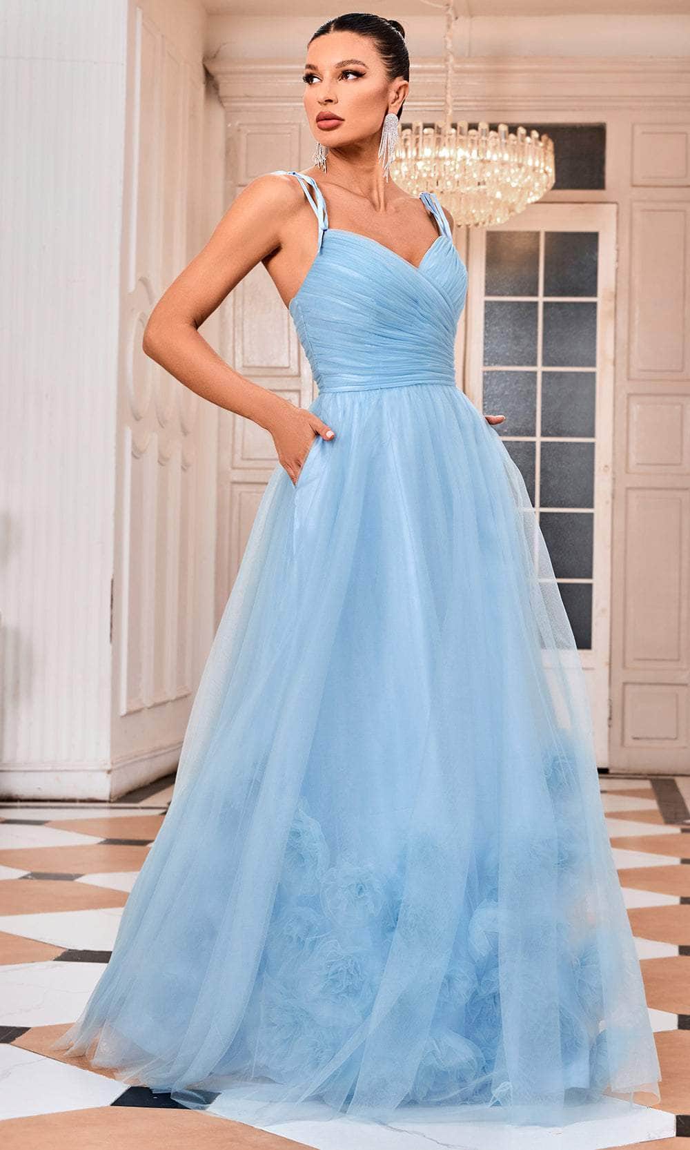 J'Adore Dresses J24013 - Tie Strap Tulle Prom Dress J'Adore Dresses J24013 - Tie Strap Tulle Prom Dress