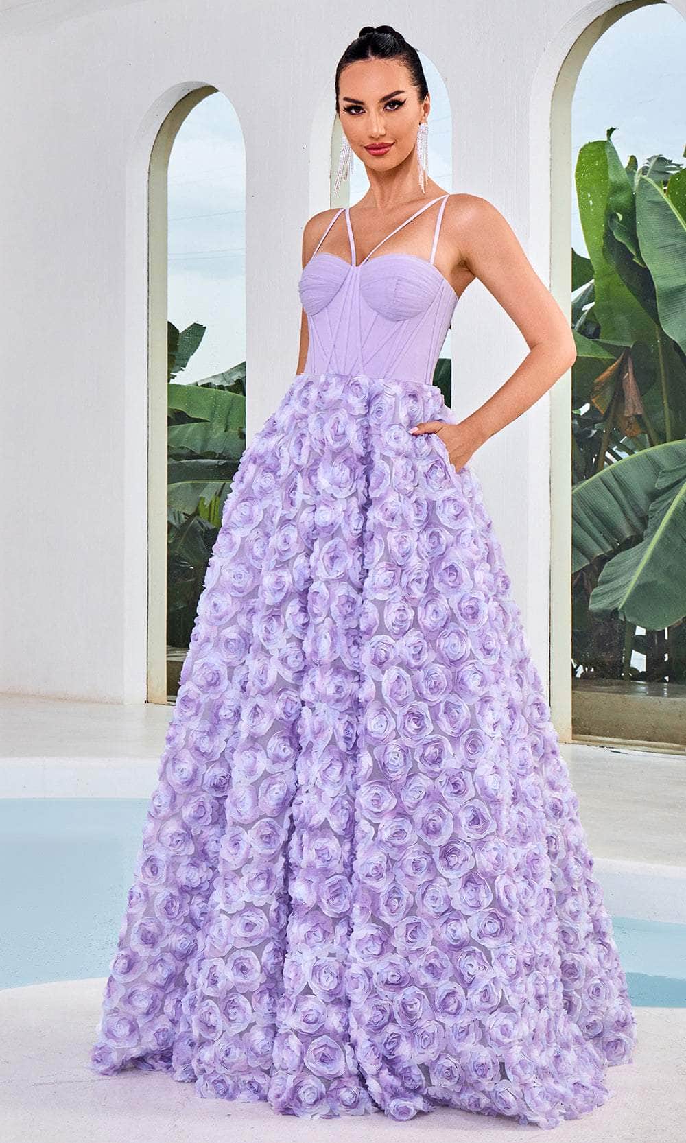 J'Adore Dresses J24027 - Bustier Floral Prom Dress Couture Candy J'Adore Dresses J24027 - Bustier Floral Prom Dress Couture Candy