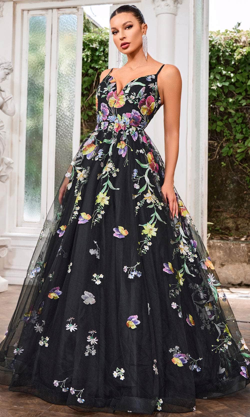 J'Adore Dresses J24046 - Floral Deep V-Neck Evening Gown 16 / Black/Multi - Shop J'Adore Dresses Dresses on Couture Candy at CoutureCandy.com J'Adore Dresses J24046 - Floral Deep V-Neck Evening Gown 16 / Black/Multi - Shop J'Adore Dresses Dresses on Couture Candy at CoutureCandy.com