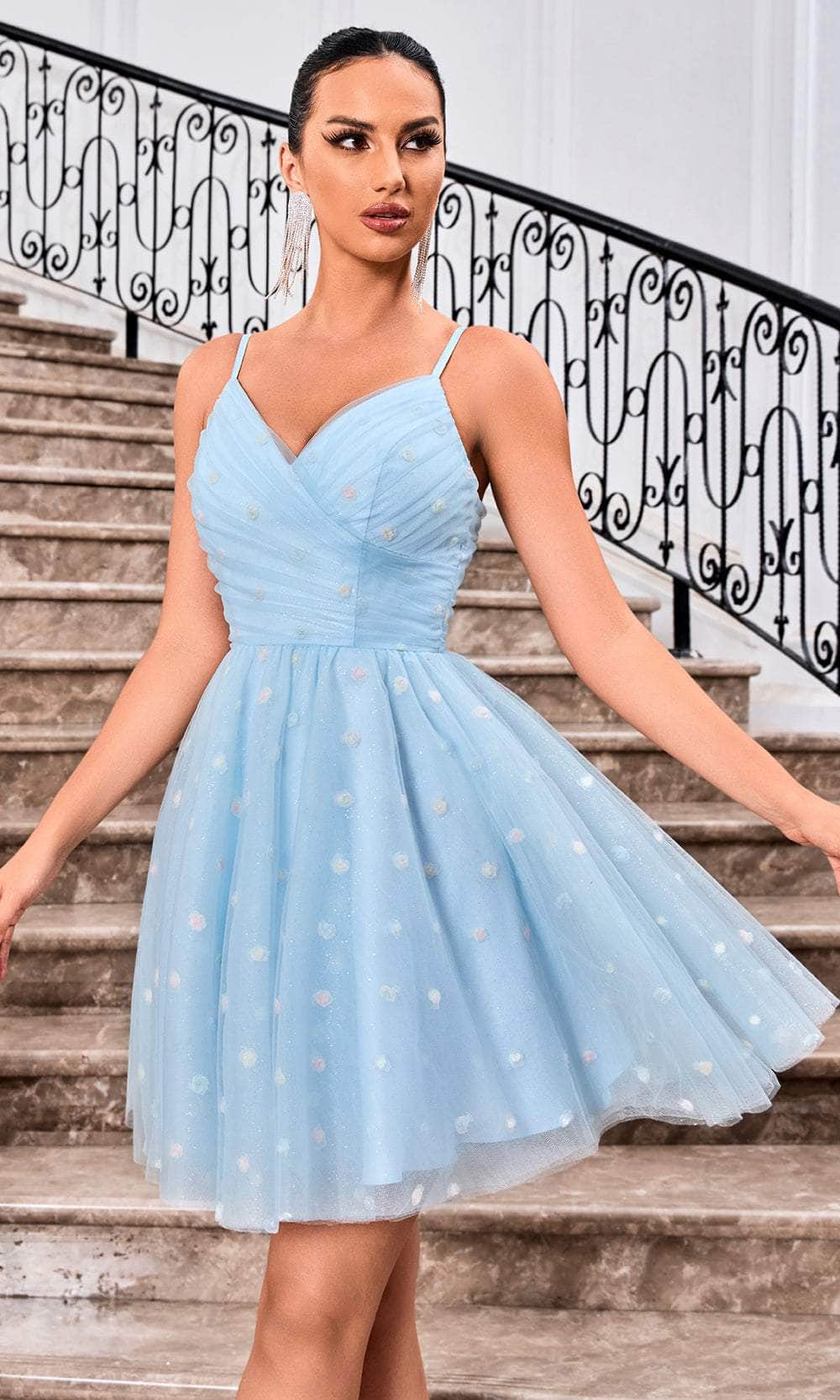 strapless open back dress A-Line Knee Length Satin Homecoming Dresses COCOMELODY CS0532, Coral