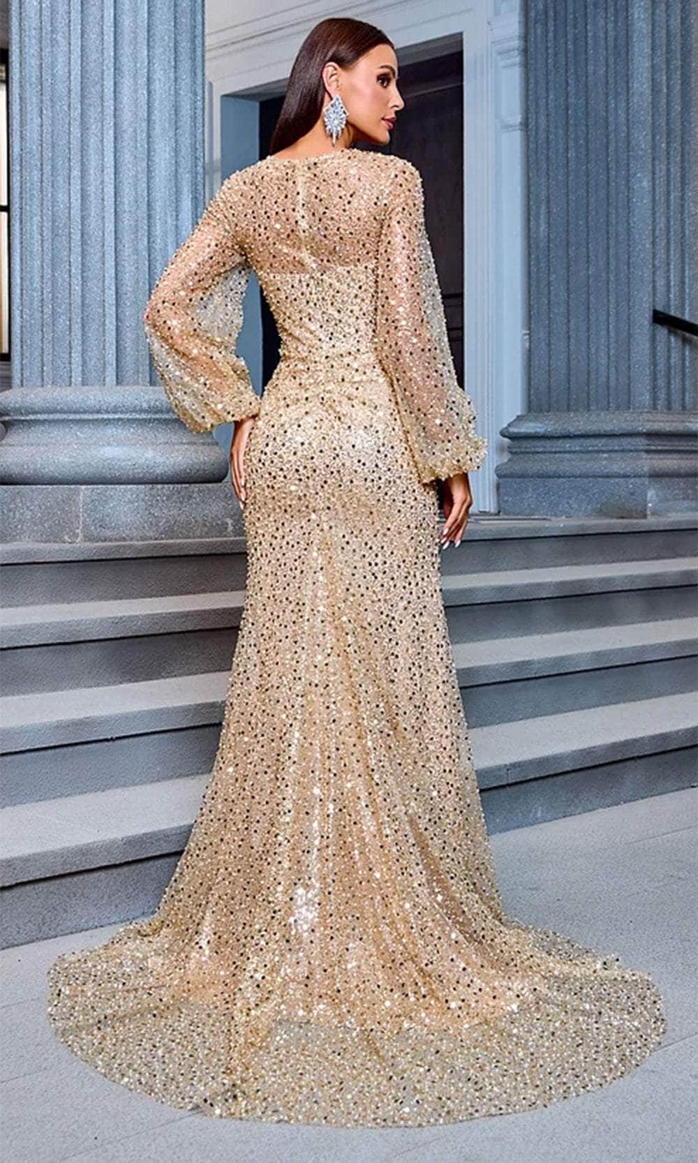 J'Adore Dresses JM201 Sequin Long Sleeve Evening Gown – Couture