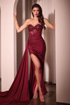 Ladivine J875 - Embroidered Illusion Corset Prom Dress5