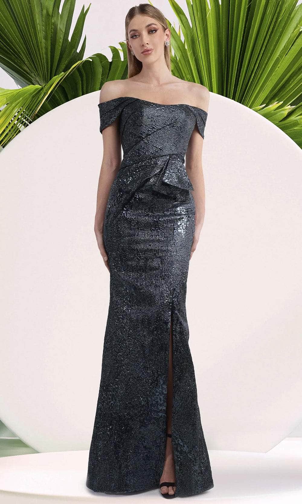Janique 1020 - Off-Shoulder Peplum Gown 10 / Bronze - Shop Janique dresses on Couture Candy at CoutureCandy.com Janique 1020 - Off-Shoulder Peplum Gown 10 / Bronze - Shop Janique dresses on Couture Candy at CoutureCandy.com