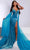 Johnathan Kayne 2731 - Velvet Evening Gown with Cape Special Occasion Dress 00 / Ocean