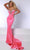 Johnathan Kayne 2740 - Rhinestone Beaded V Neck Evening Gown Special Occasion Dress 00 / Flamingo