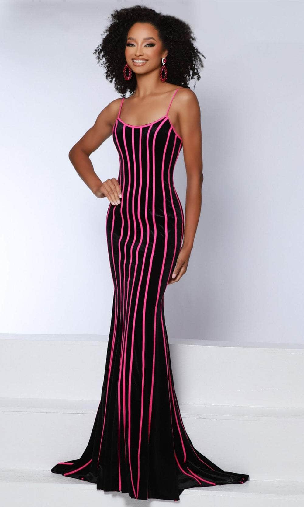 Johnathan Kayne 2863 - Striped Scoop Neck Evening Dress Couture Candy Johnathan Kayne 2863 - Striped Scoop Neck Evening Dress Couture Candy
