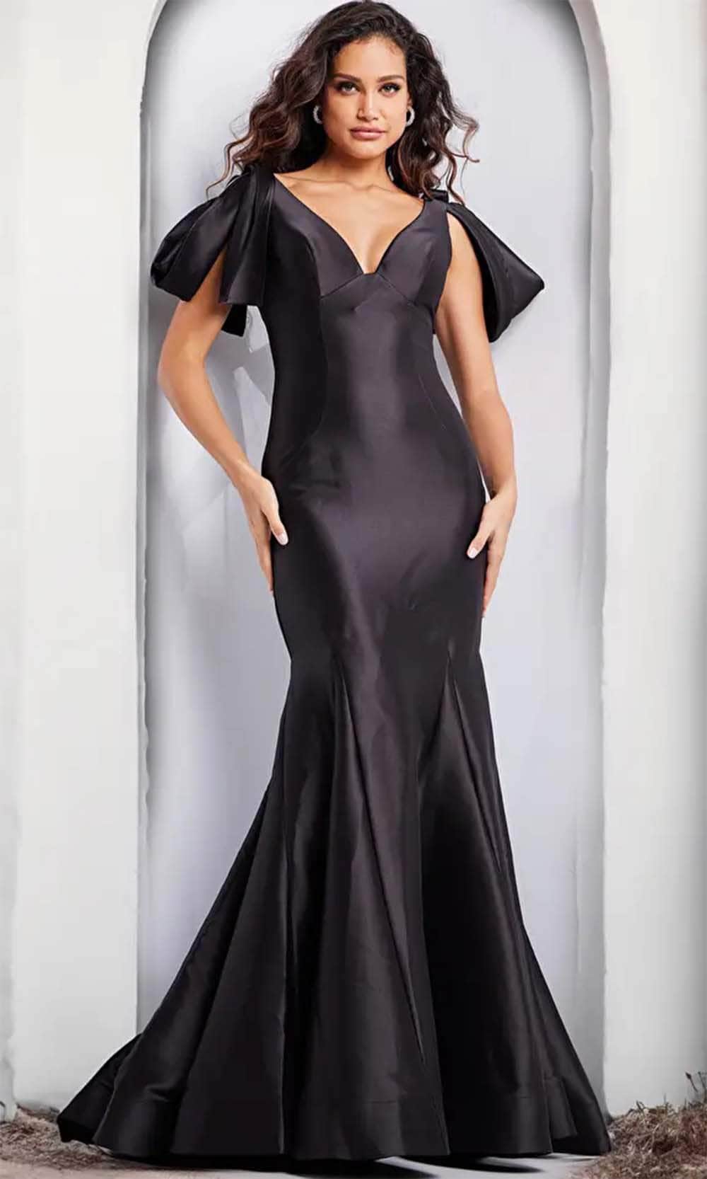 Jovani 24193 - V-Neck Mikado Evening Dress Jovani 24193 - V-Neck Mikado Evening Dress